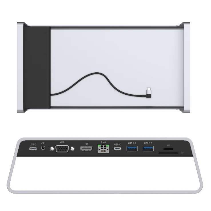 
HKK - Type C notebook stand with wireless charger + H D M I+ VGA +Lan +USB 3.0*2+Type C*2+SD+micro SD 