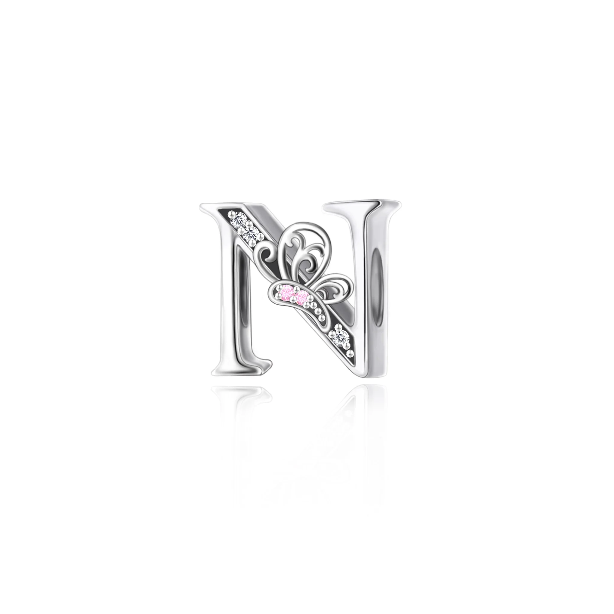New Design Gift 925 Sterling Silver Butterfly A-Z Letter Alphabet Beads Charms For Bracelet Jewelry Making