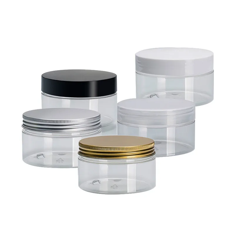 
low MOQ 100ml 200ml plastic skin care cream bottle 200ml pet cosmetic packaging container with sealed aluminium lid 