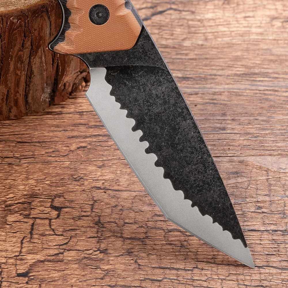 Precision-Crafted Outdoor Knives Self Defense Knife VG10 Steel Blacken Surface Fixed Blade Survival Knives For Men