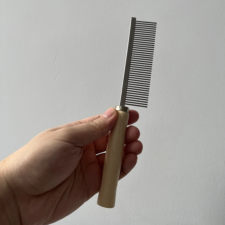 Wholesale Stainless Steel Teeth Wood Cat Comb Grooming Flea Lice Comb for Pet
