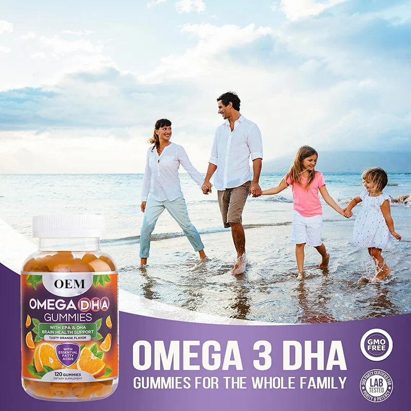 OEM/ODM 100% Pure Organic Kids Multivitamin DHA Omega 3 Fish Oil Supplements 6 9 Gummies for 60