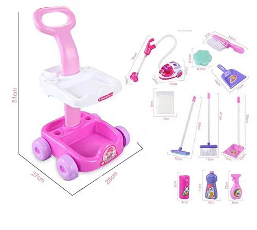 Magical Play Set for Kids with Toy Vacuum Cleaner Mop Broom Sponge Dustpan and Pretend Cleaning