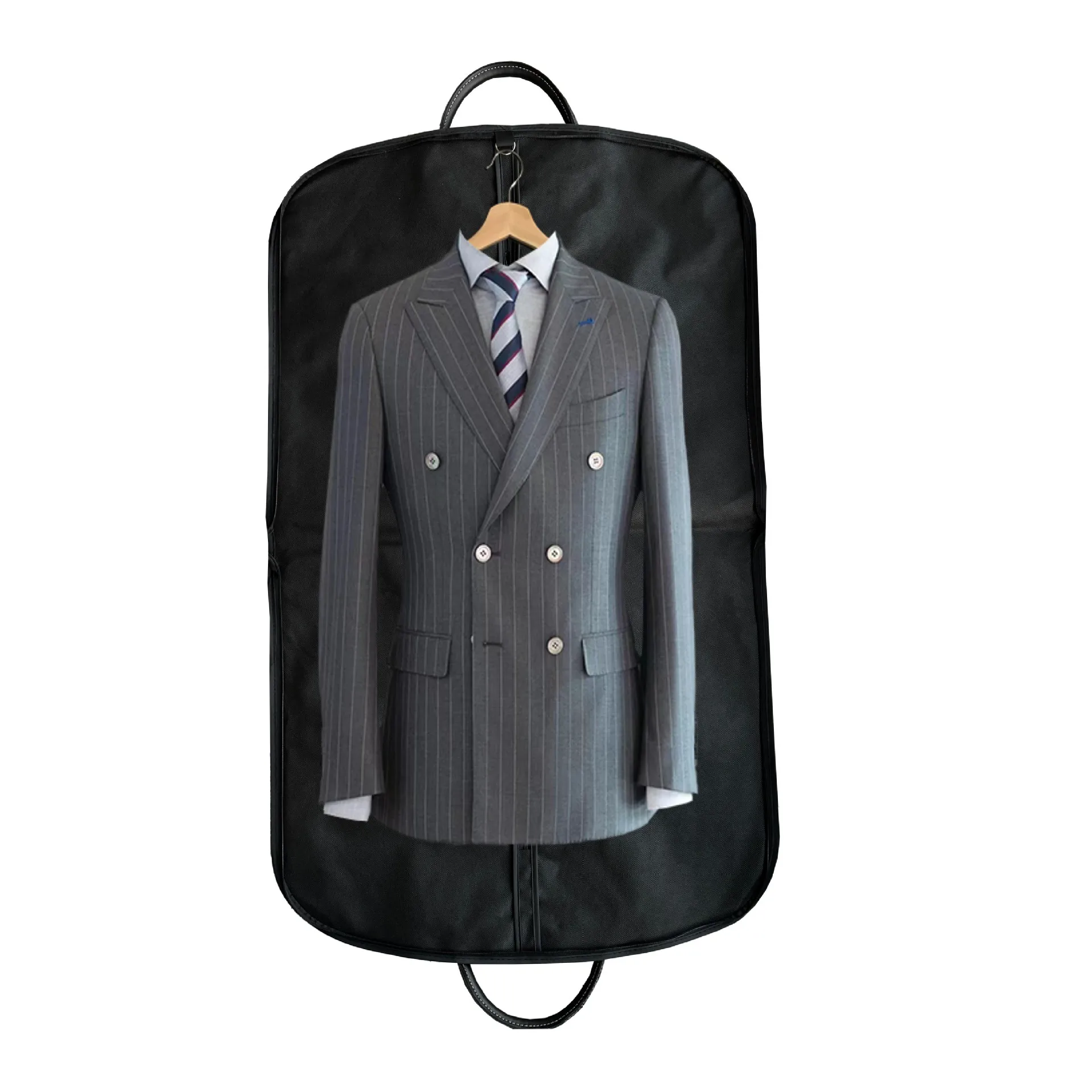 garment bags custom logo luxury leather handle  mens suit cover zip lock garment bag