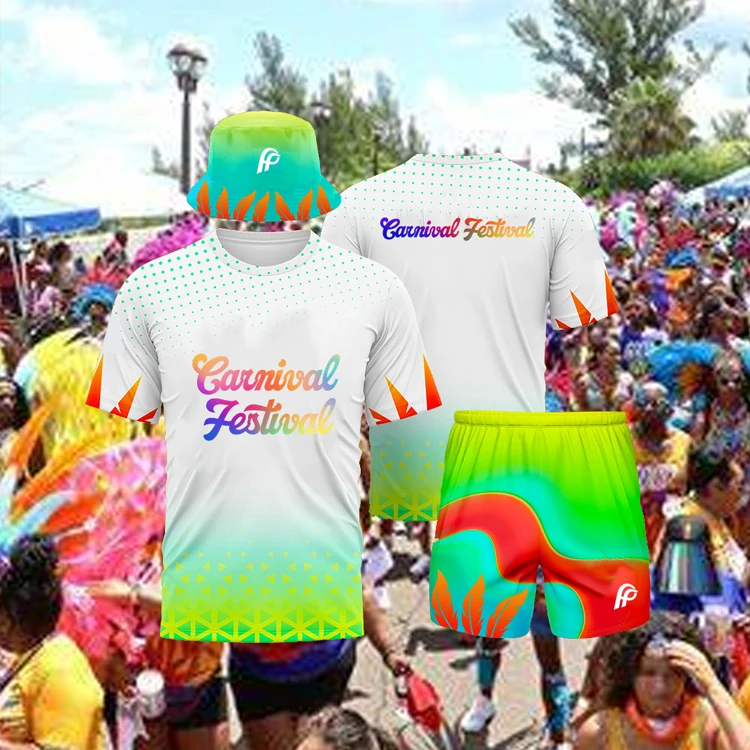 Custom Pattern Design Printing Carnival Shorts Carnival Events T-Shirts Polyester T Shirt For Sublimation Printing Men