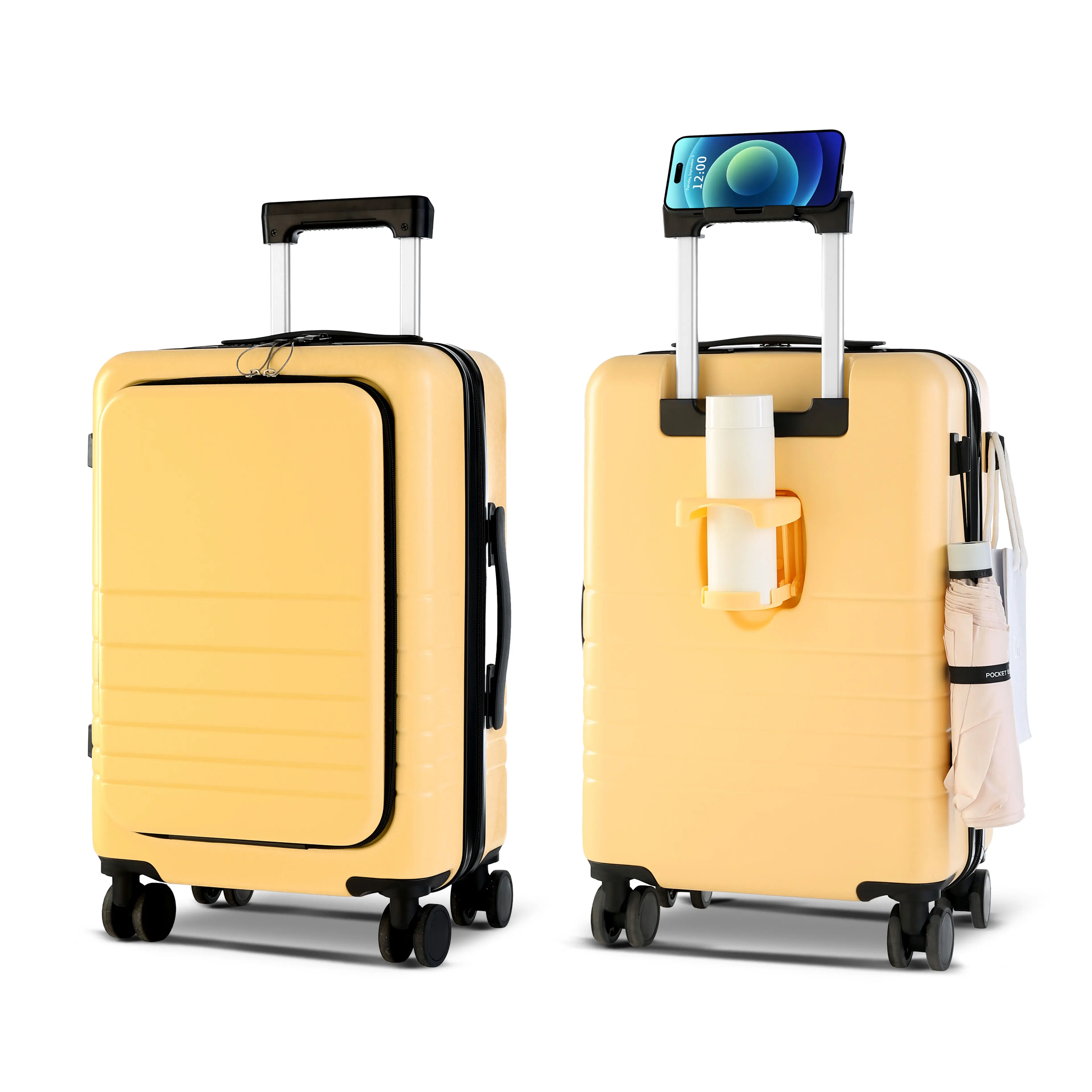 Multifunctional Wholesale Suitcase Front Opening Boarding Case 2-Piece Pc Trolley Suitcase Luggage Set Vali