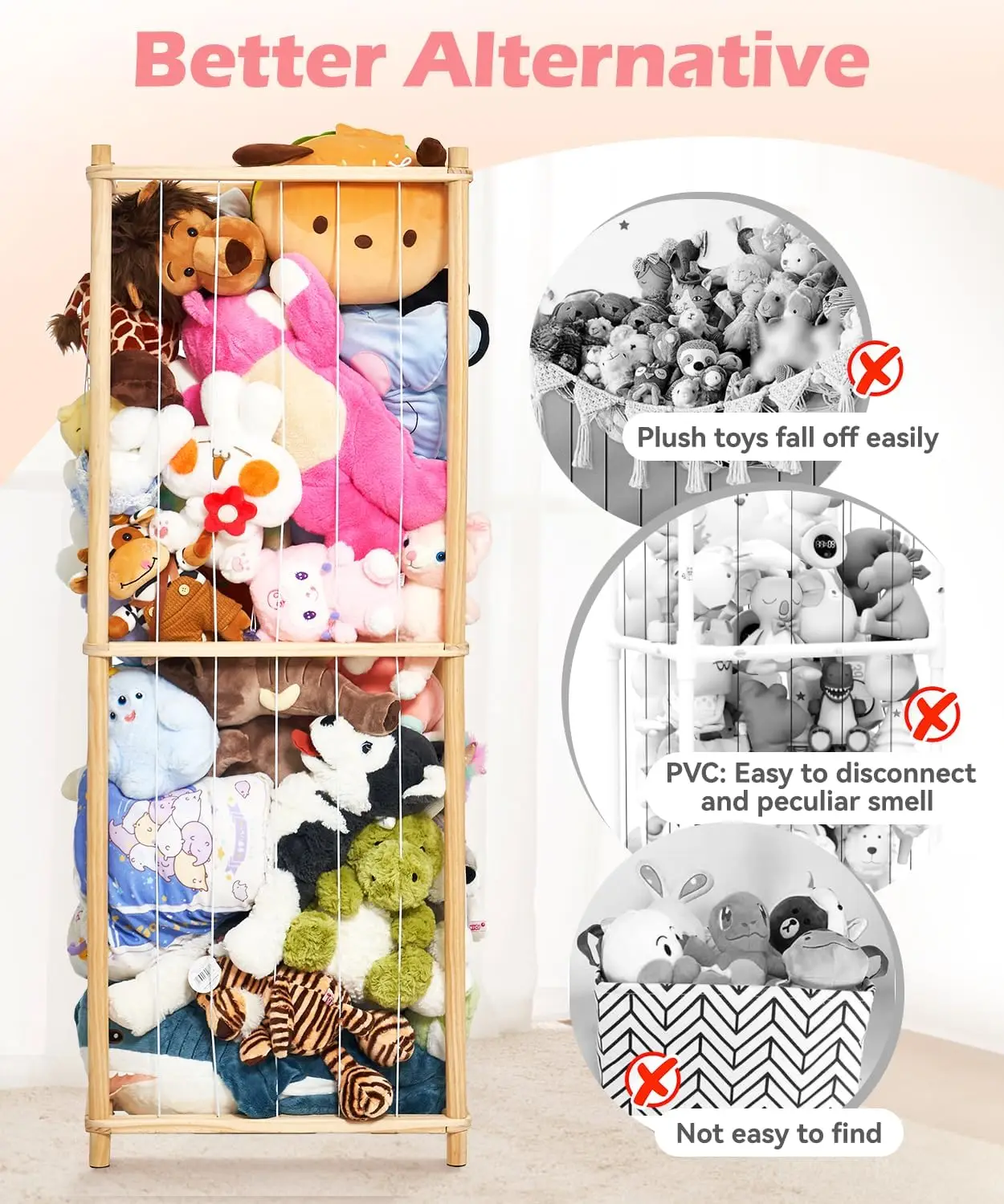 Toy Cage  Kids Nursery Play Room Bedroom Display Corner Wooden Stuffed Animal Cage Extra Large Stuffed Animal Zoo Storage