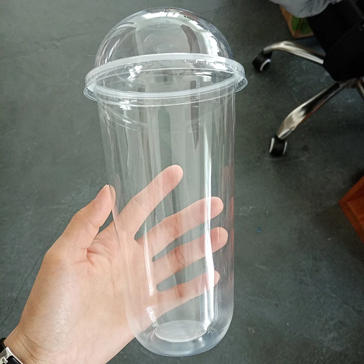 Custom logo Food Grade 24oz Boba Smoothie Take Out U Shape Plastic PP Cups