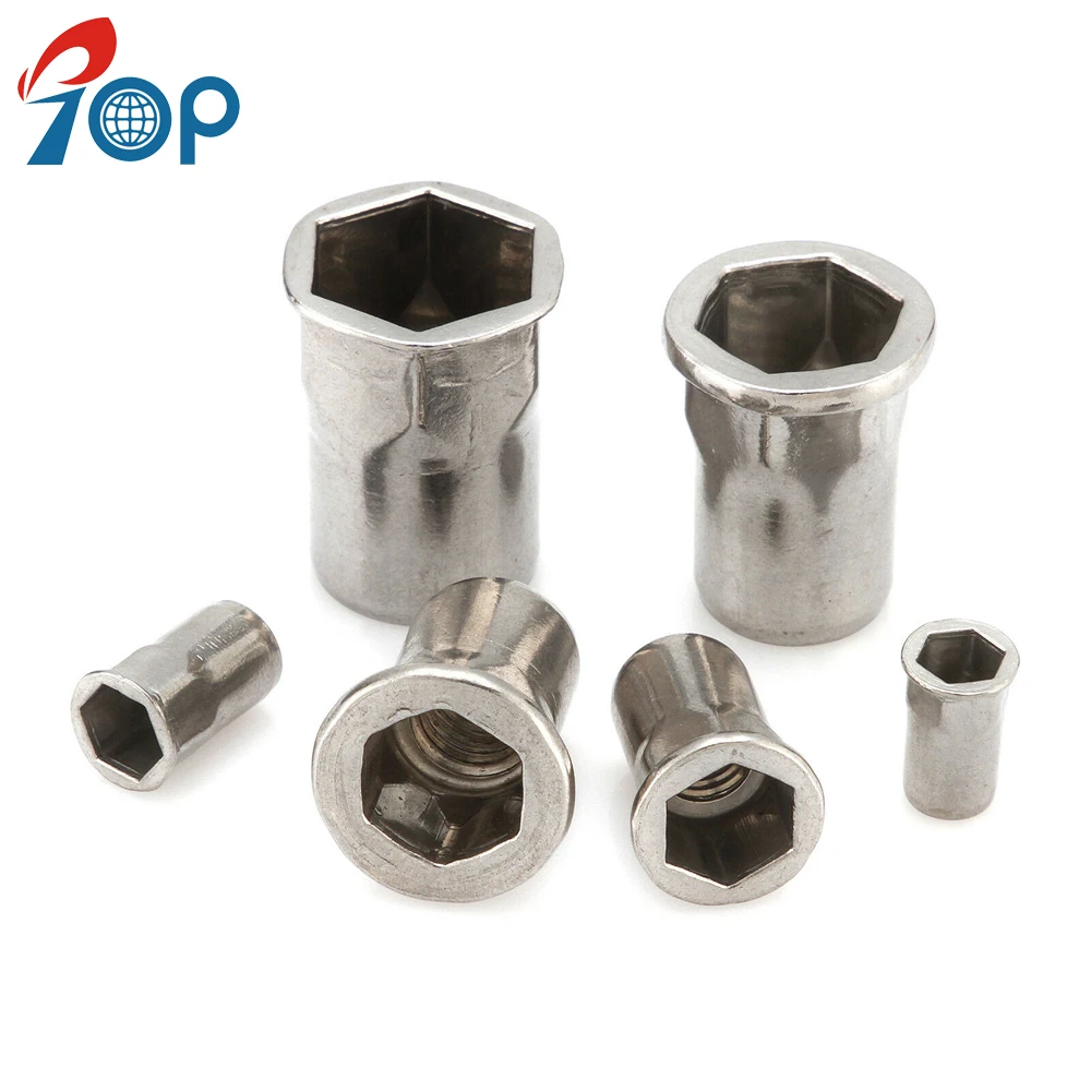 
M8 Flat Head Open End Half Hex Body Blind Rivet Nuts 