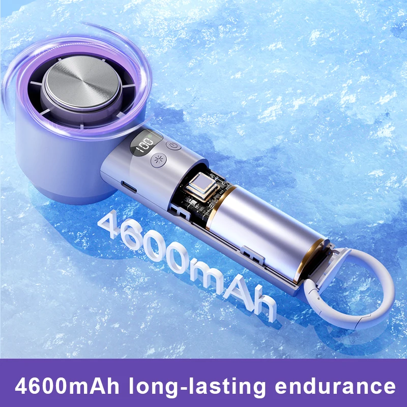 2024 New Refrigeration High Speed Cold Cooling Ice Compress Fan 100 Gear Adjustment Portable High Speed Handheld Fan With Logo