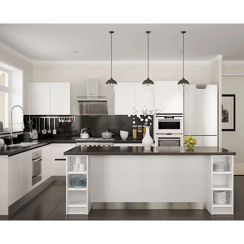 White Popular classic design plywood  quality control timber lacquer style kitchen cabinets