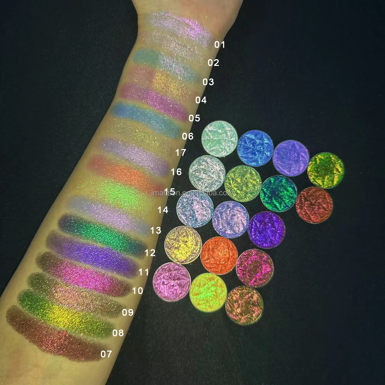 No Logo Chameleon Duochrome Multichrome Eyeshadow Shimmer Cream Pressed Powder Pearl Highlighter Single Palette Cosmetics