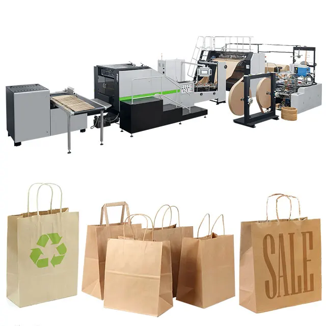 ROKIN BRAND full Automatic Multifunctional packaging twisted handle paper bag making machine for making carrier bags
