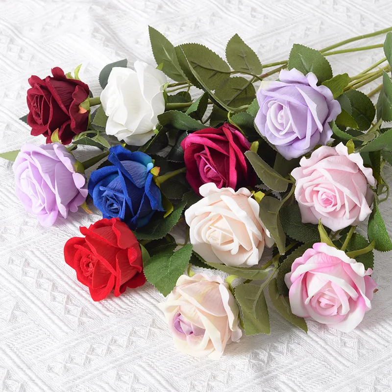 Real Touch Artificial Silk Roses Pink Red Roses with Stems Artificial Flowers for Arrangement Wedding Party Home Decoration