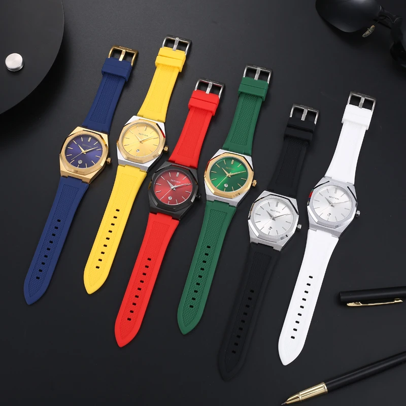 Top Brand BESTWIN Men Colorful Sport Silicone Jelly Quartz Watch Men Casual Wristwatch Quality Casual Fashion Watches