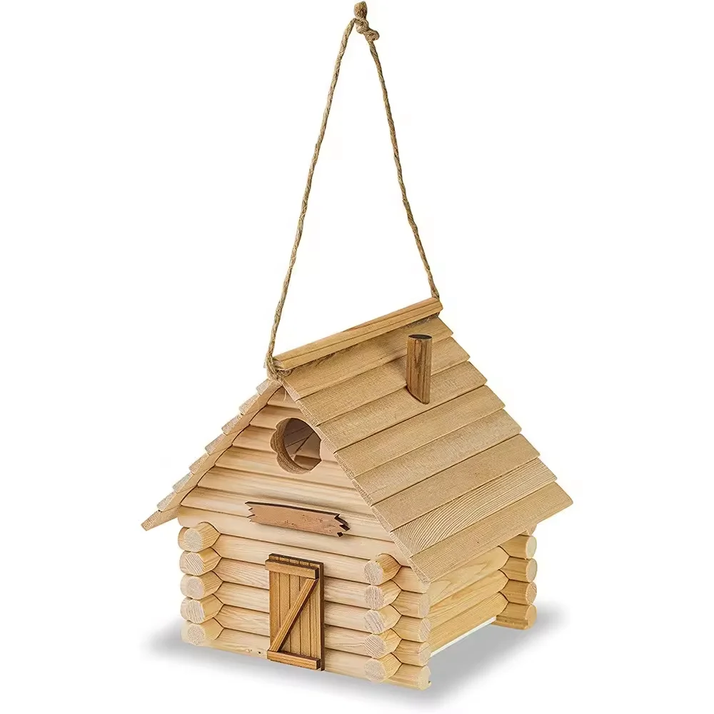 Hummingbird House Outdoor Birds Nesting Box Wooden Shelter for Finch Bluebird Wrens Chickadees Tits and Sparrows Wood Bird House