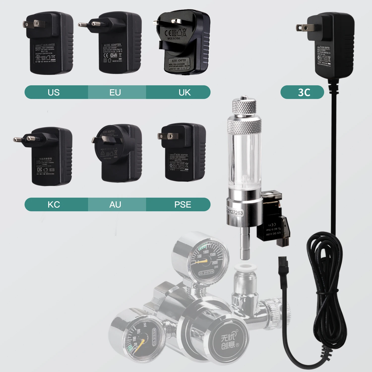 Producer Aquarium Co2 Regulator With Solenoid And Bubble Counter