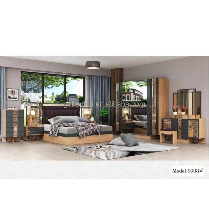 2023 Brand new melamine boards bedroom set cheap modern MDF luxury king bedroom furniture sets