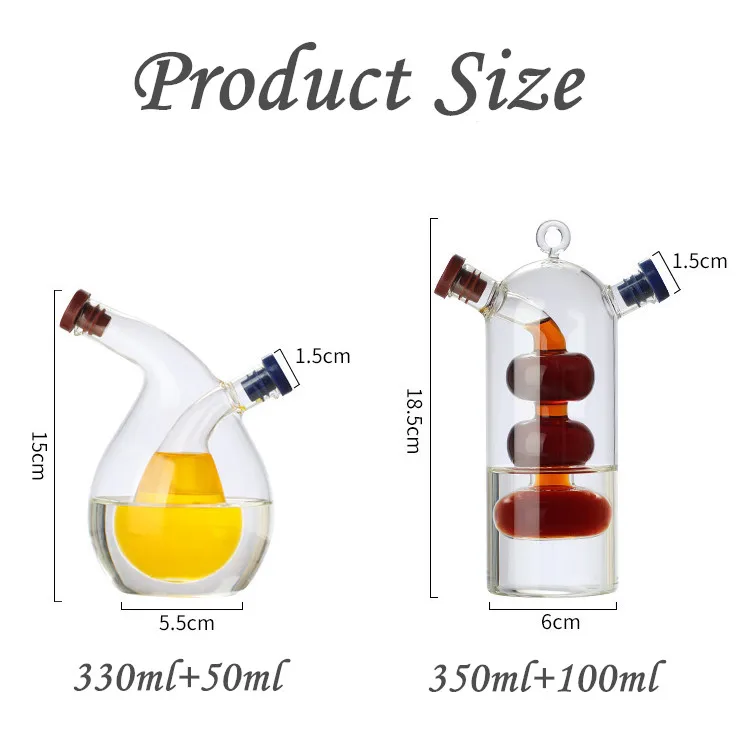 Popular Products 2024 Kitchen Glassware Reusable Food Grade 2 in 1 Glass Olive Oil Dispenser Bottle With Cork Lid
