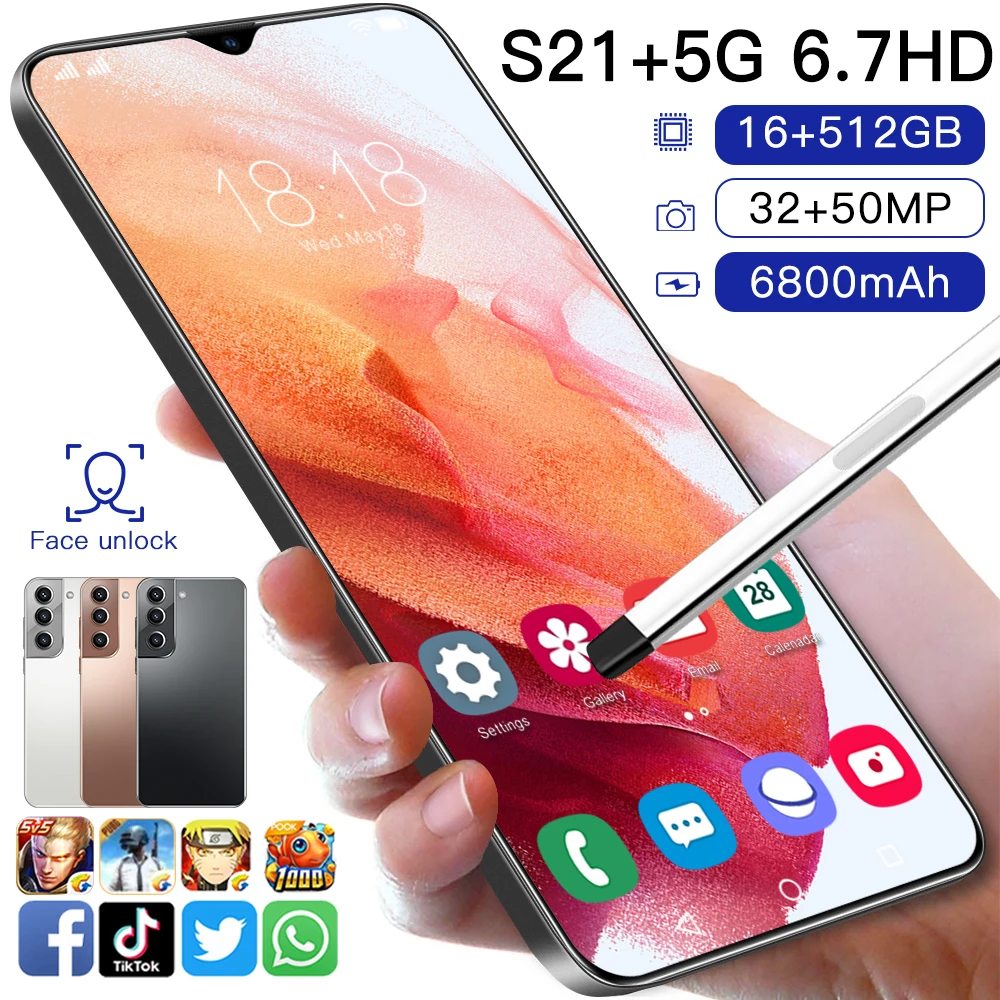 S21 + 5G телефон версии смартфон оригинальные разблокированные мобильные телефоны 16GB 512GB сотовые