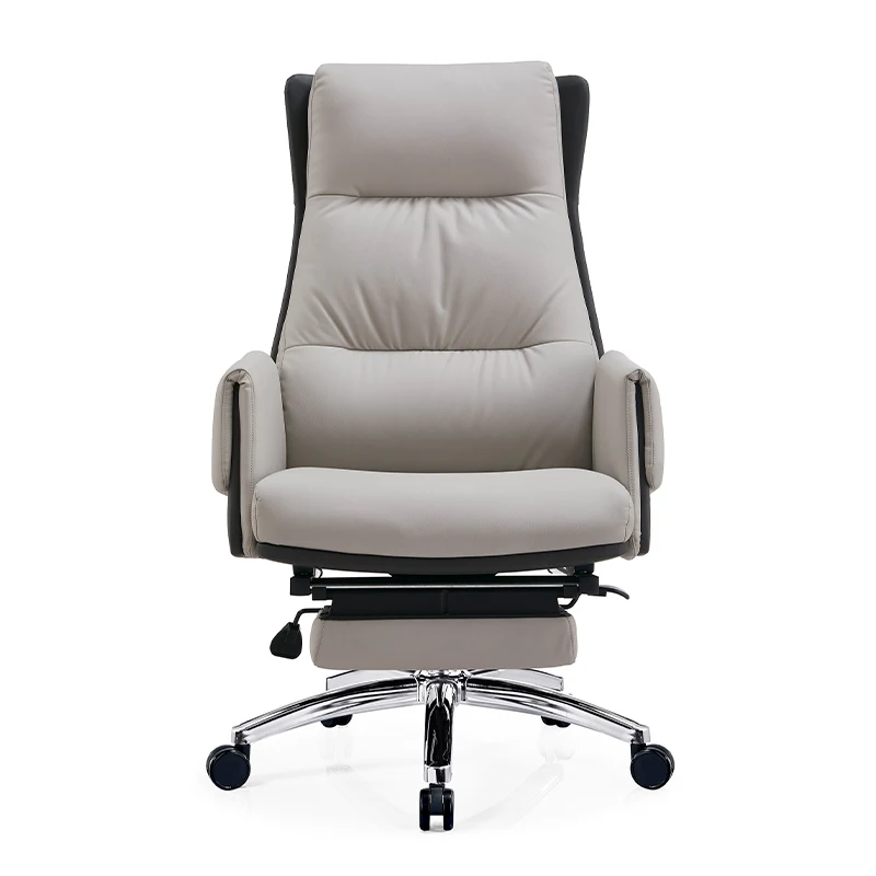Light grey ergonomic office chair executive leather chair for working computer chair