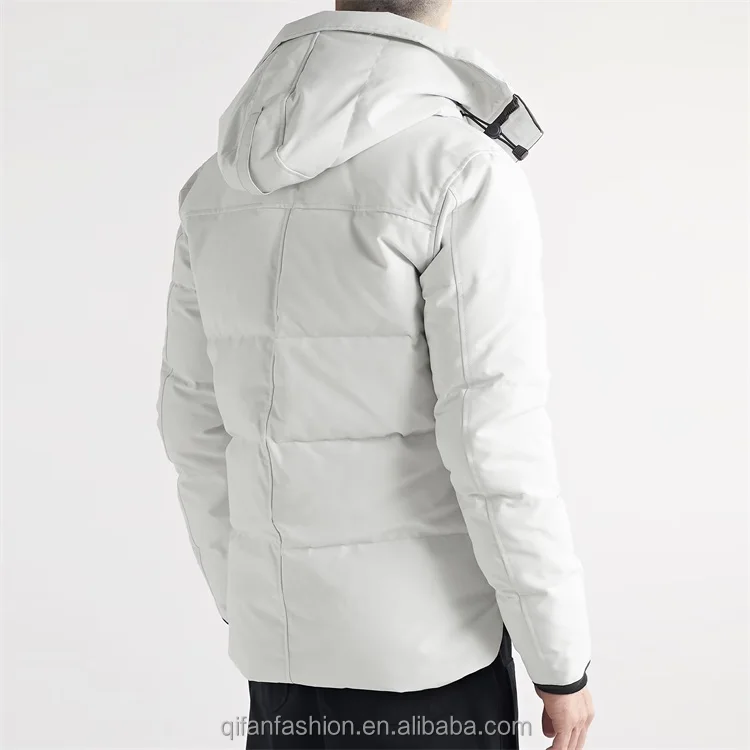 Custom plain white windbreaker padded bubble puffer down jacket for men