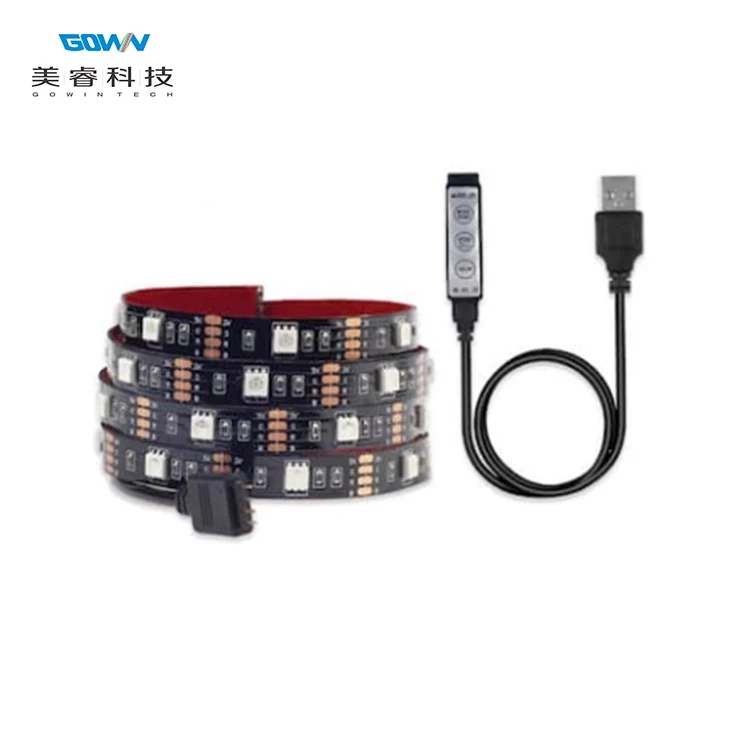 Smart DC5V USB 1M 2M TV Background Lighting Adhesive Tape IP20 / IP65 Flexible SMD 5050 USB RGB LED Strip
