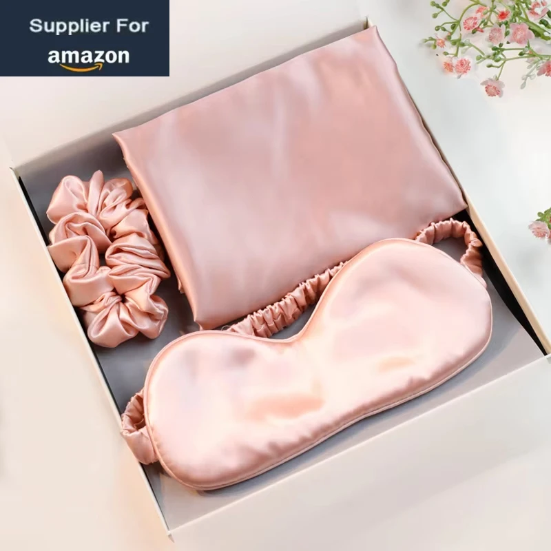 Подарочная коробка из чистого шелка маска для глаз резинка волос и шелковая наволочка 3 шт. набор атласной 100% шелковой наволочки