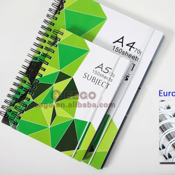 High Quality Note Book College Ruled 150 School Sheets 300 pages A4 A5 Subject Spiral Notebook With Elastic Band