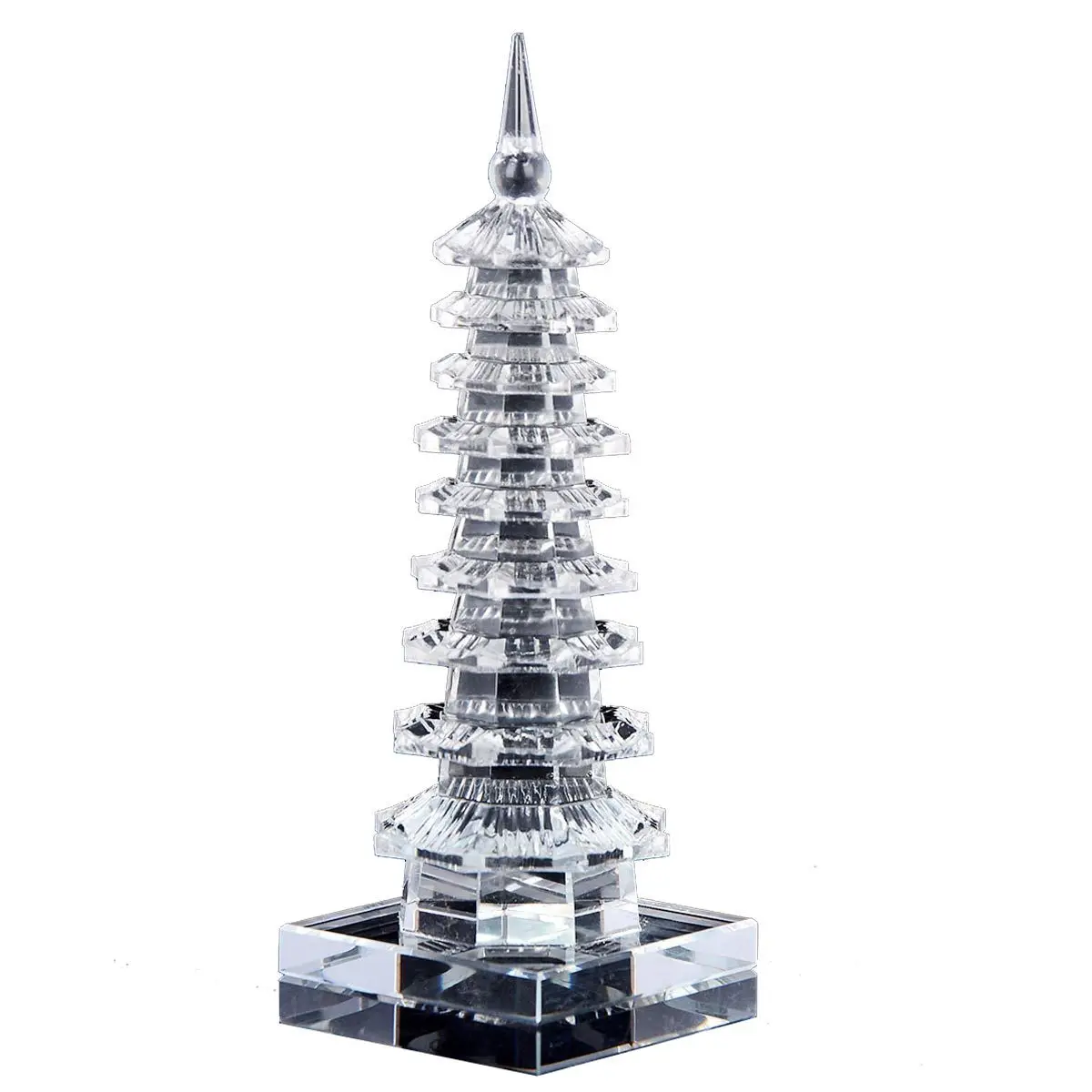 Wenchang Tower Crystal Crafts Home or Office Decorative Ensemble of Thirteen & Nine Floors Engraved Glass Craft Gift