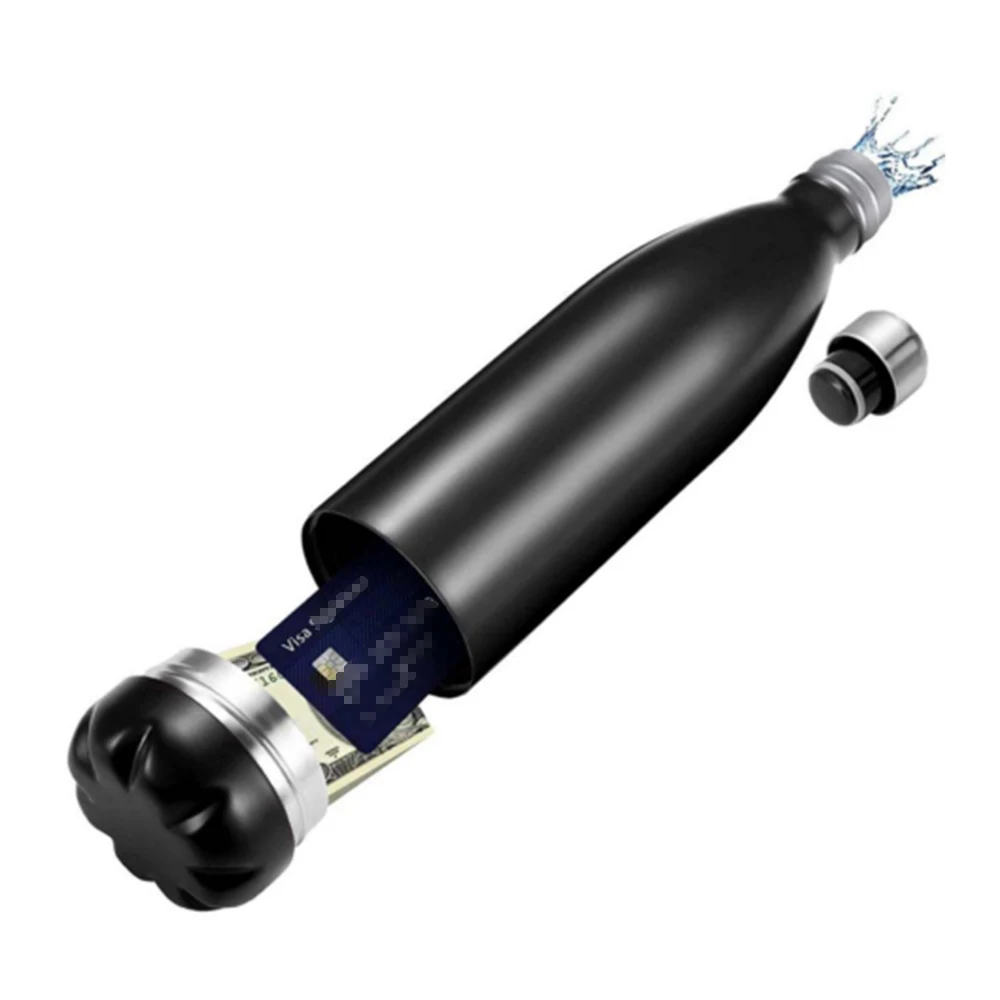 FX Factory 750ml Vacuum Bottle Containable Water Bottles Stainless Steel Insulated Cola Water Flask with Money Protein Storage