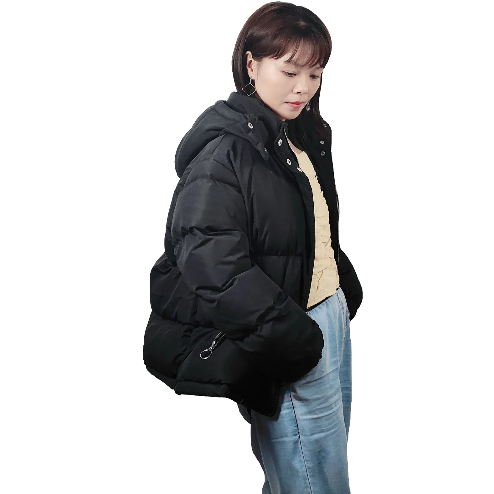 Women  emboridery individuality inner belt  printed lining  plus  puffer  padded coat