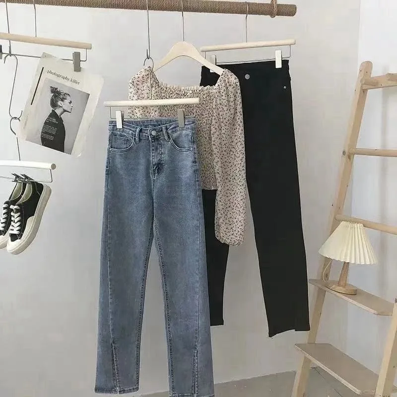 ZHEZHE Hot Sell Latest Design Stretchy Denim Jeans Women Flared Pants Fashionable Casual Trouser Street Wear