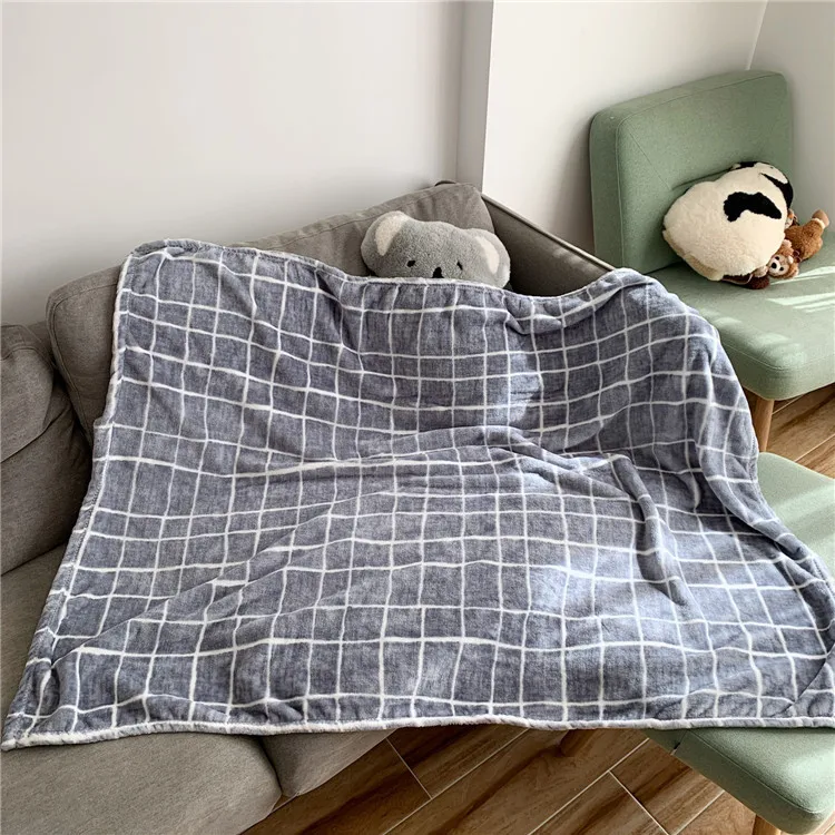 single soft plaid flannel korean blankets
