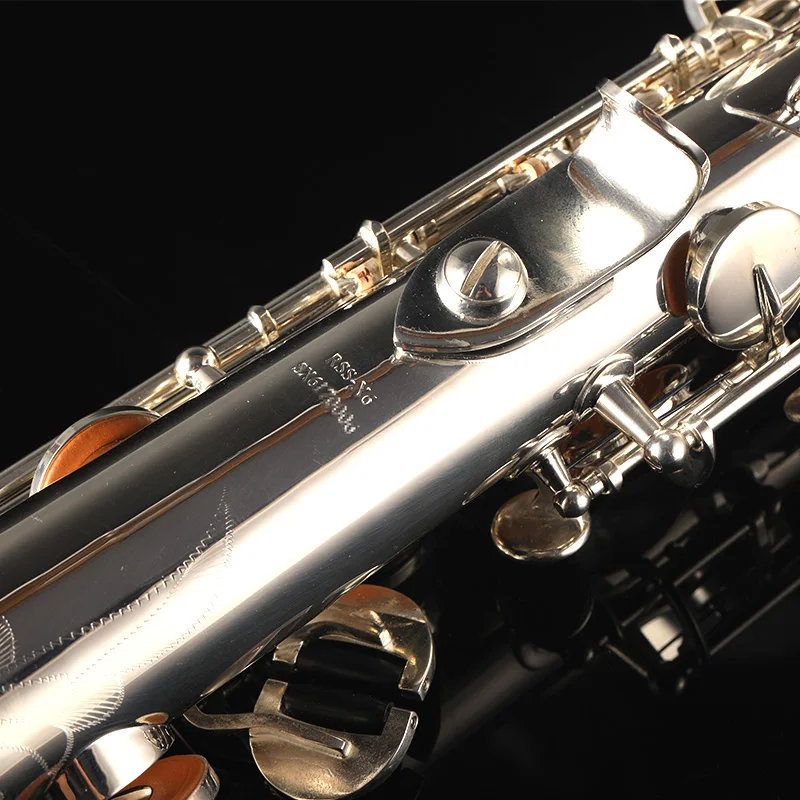 Саксофон высокого качества Прямые люминофоровая Медь тела серебрение ключи RSS-X6 сопрано саксофон