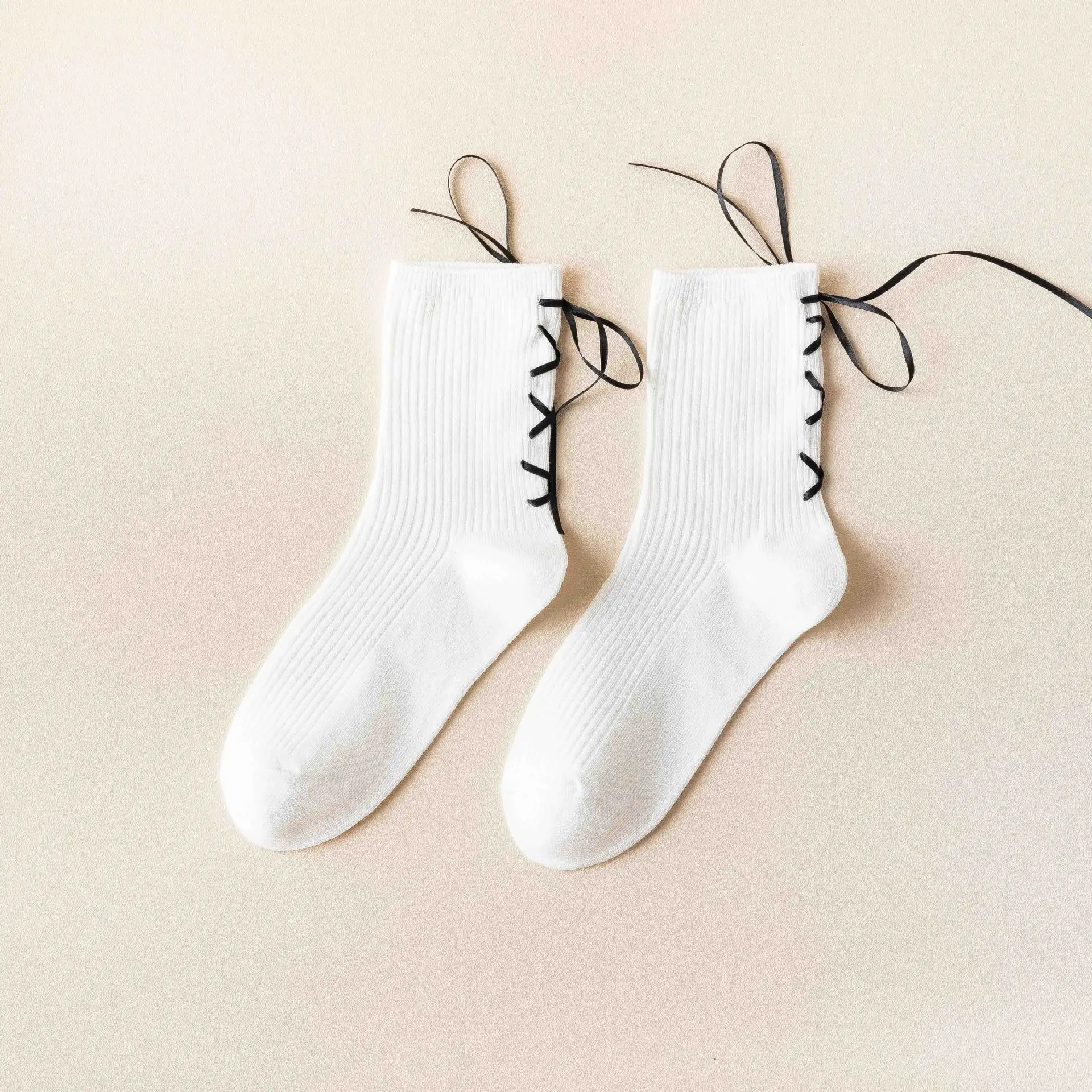 wholesale custom new white Lolita cotton women socks preppy style jk uniform socks gaiters mid-tube socks