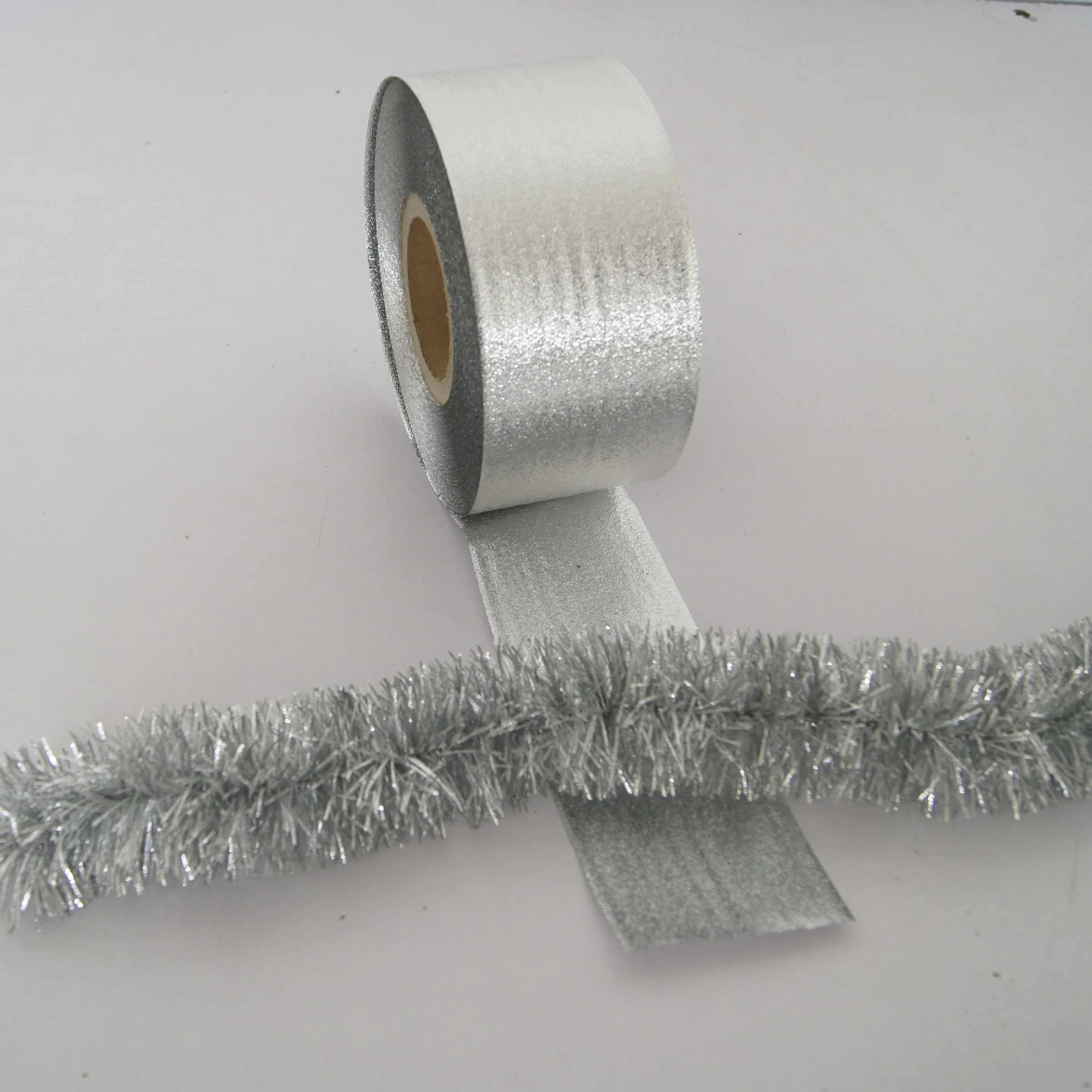 Embossed sliver Plastic PVC Film Roll For Stationery for tinsel Christmas garland