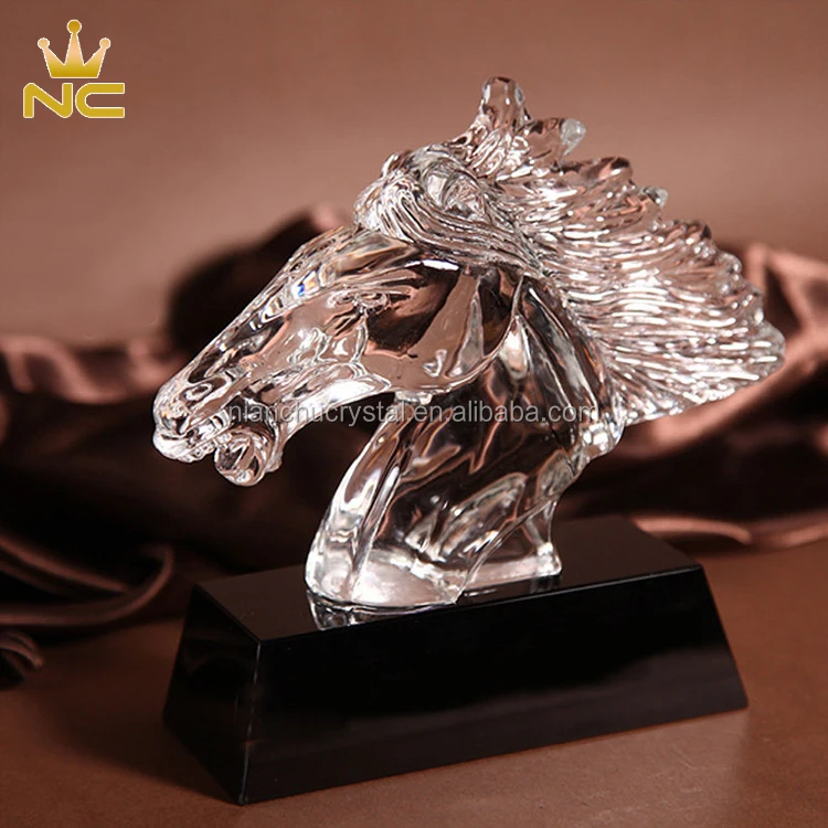 High Quality Mustang Crystal Horse Award For Horse Head Statue Business Trophy Souvenirs