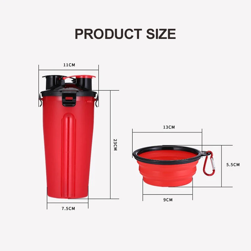 Customized logo Outdoor Dog Water Bottles for Walking Hiking Travelling with 2 Silicone Bowls