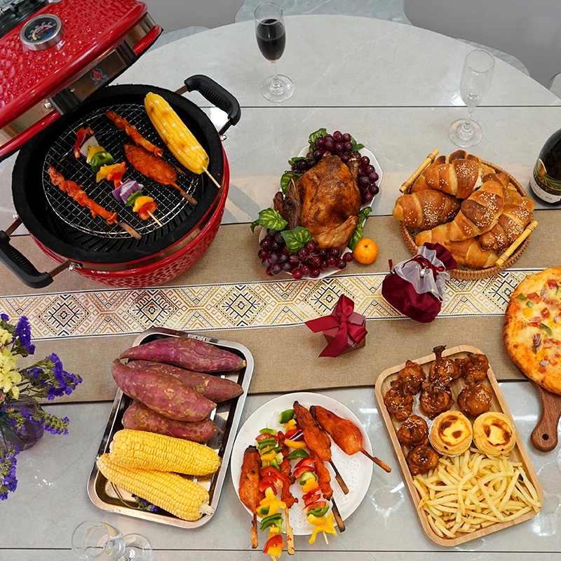 Factory Wholesale 13 inch Kamodo Bbq Grill Kamado Pizza Oven Smoker Green Egg Ceramic Barbecue Kamado Grill