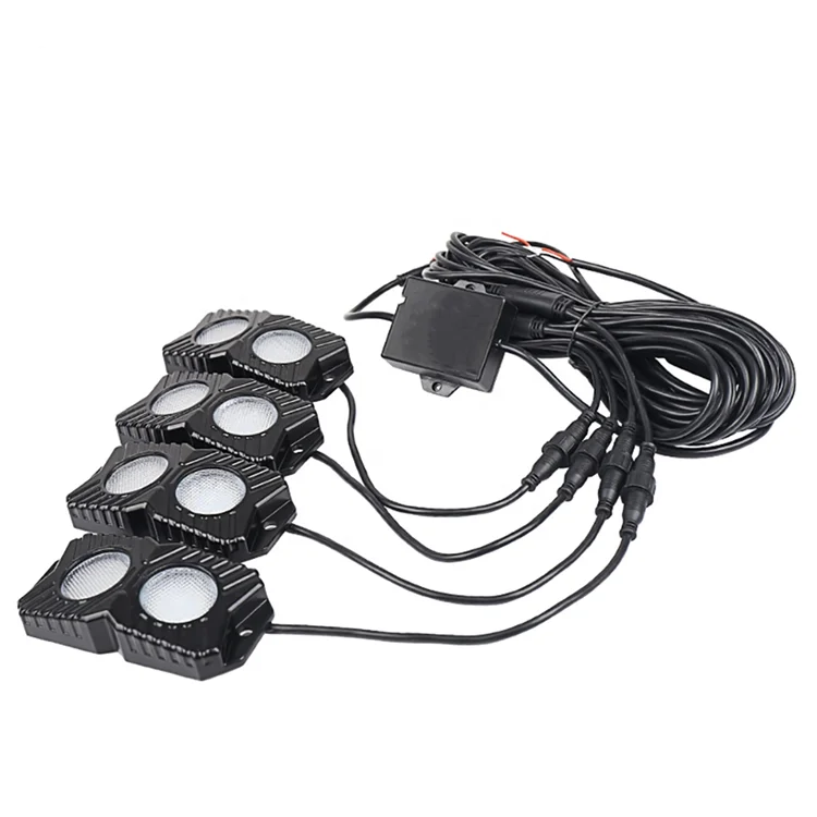 4pods Mini LED Rock Lights Kit Underglow LED Neon Lights for Jeep Off Road Trucks Car SUV