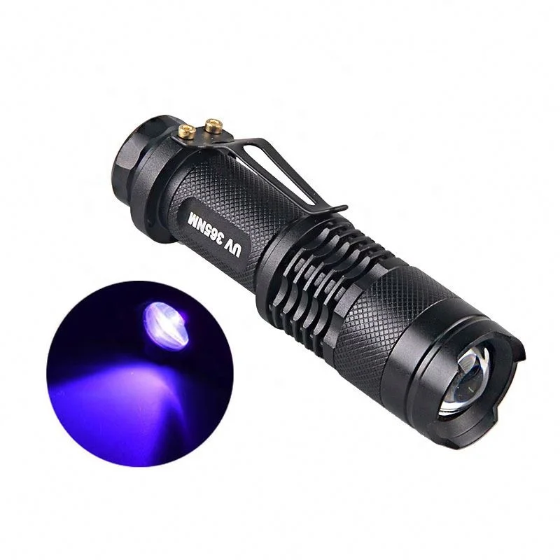 Shingel Powerful Small Purple Zoomble UV Torch 395nm 365nm Flash Light UV Led Flashlight for Test Jade and Amber