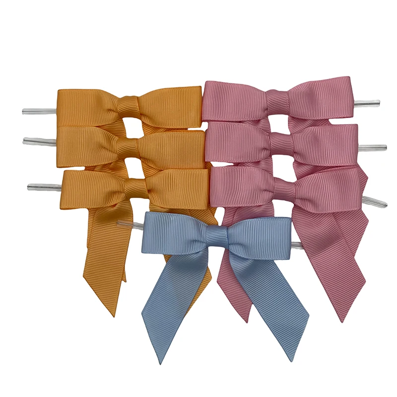 Wholesale Custom Pre-Made Grosgrain Ribbon Gift Bow for Cookie Candy Chocolate Wrapping Decoration