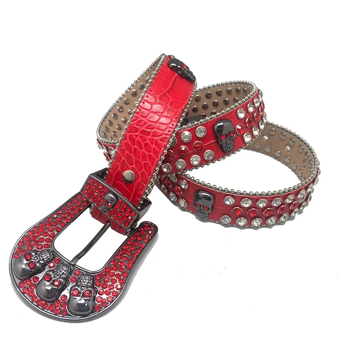 RTS or Wholesale Custom Black and Red Designer   pu Belts for Unisex Wears