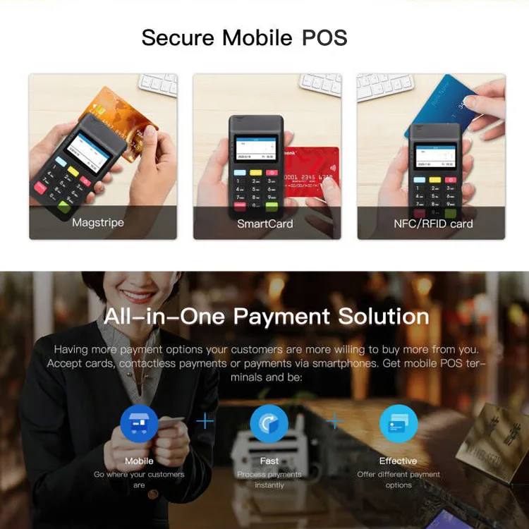 ZCS Z70 mpos terminal serve the merchants deal with different network accepts payments of magnetic IC cards and contactless/NFC
