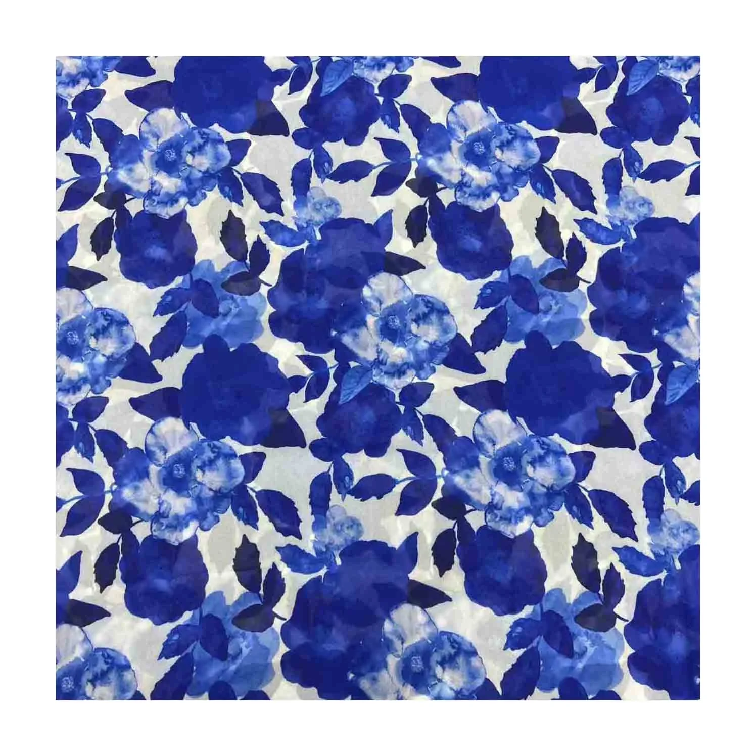 later fashion royalblue big floral digital print fabric 70gsm 100%polyester composite silk chiffon
