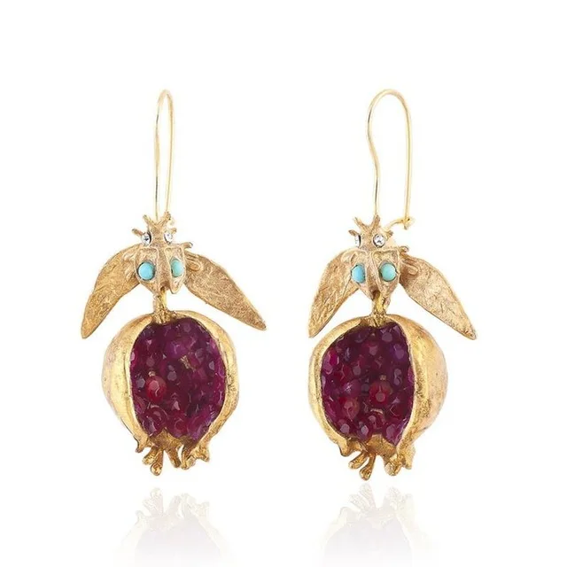 Unique Gold Pomegranate Design Earrings Dangle Hook Earrings for Women Female Fashion Jewelry Gifts for her
