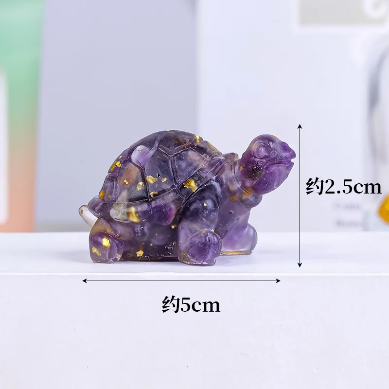 Natural Crystal Resin Natural Stone Gravel Resin Turtle Animal Gift Home Decoration Handmade