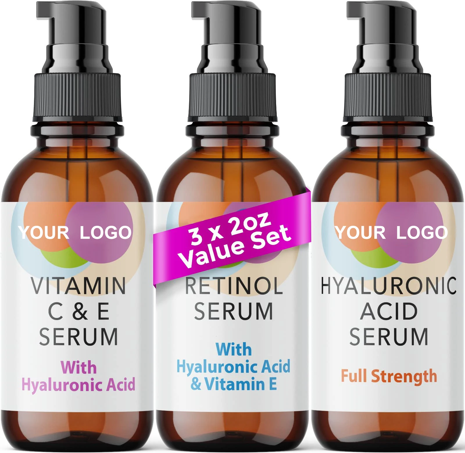 Skin Care Hydrating Brightening Anti Aging Hyaluronic Acid Retinol Vitamin C E Serum