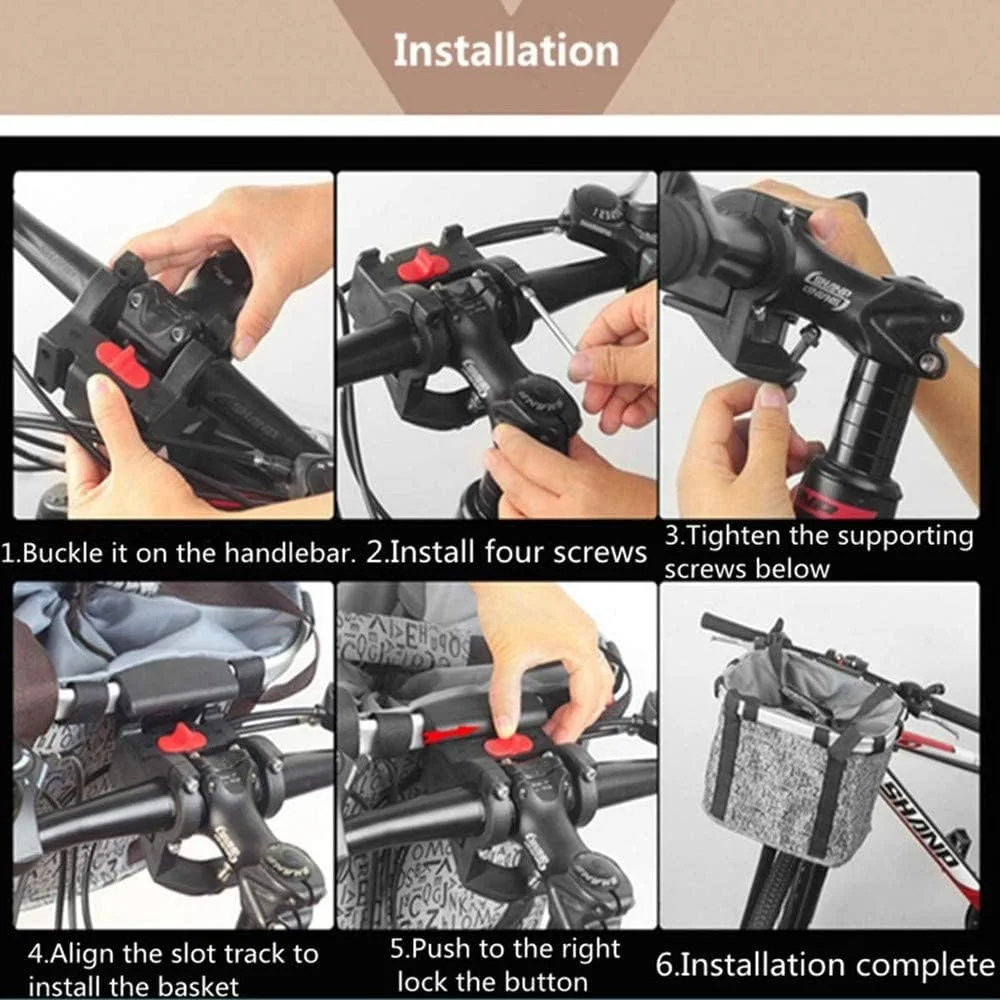 2023 Customization Bike Basket Quick Release Bicycle Basket Folding Small Pet Cat Dog Carrier